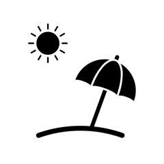 A large beach symbol in the center. Isolated black symbol