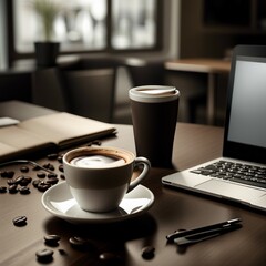 coffee and workplace illustration background