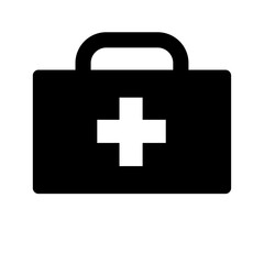 A large first aid symbol in the center. Isolated black symbol
