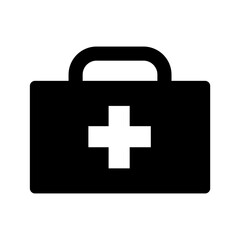 A large first aid symbol in the center. Isolated black symbol