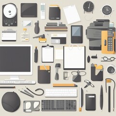 office equipment illustration background