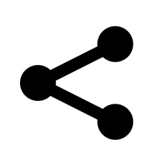 A large share symbol in the center. Isolated black symbol