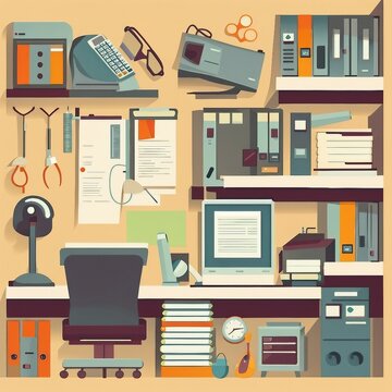 office equipment illustration background