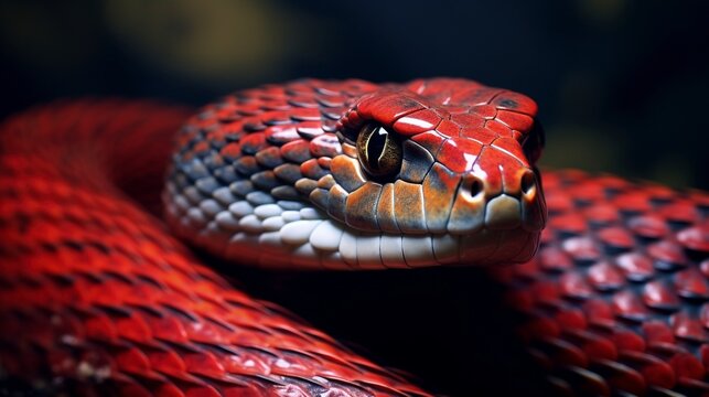 Retrato de una serpiente cobra con la cabeza roja