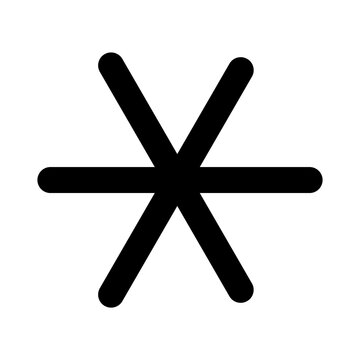 A large astrological sextile symbol in the center. Isolated black symbol