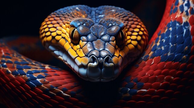 Retrato de una serpiente cobra con la cabeza amarilla