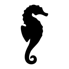 A large sea horse symbol in the center. Isolated black symbol
