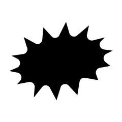A large explosion symbol in the center. Isolated black symbol