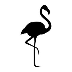 A large flamingos symbol in the center. Isolated black symbol
