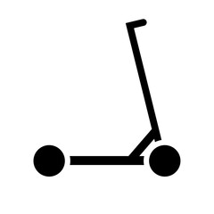 A large kick scooter symbol in the center. Isolated black symbol