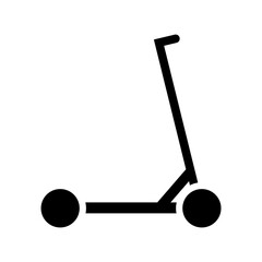 A large kick scooter symbol in the center. Isolated black symbol