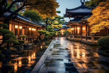 伝統的な日本の寺院 - obrazy, fototapety, plakaty