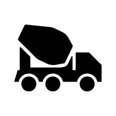 A large concrete mixer truck symbol in the center. Isolated black symbol