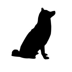 A large dog symbol in the center. Isolated black symbol