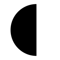 Fototapeta na wymiar A large semicircle symbol in the center. Isolated black symbol