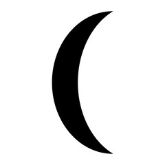 A large crescent symbol in the center. Isolated black symbol