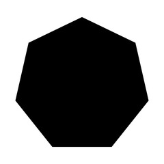 A large heptagon symbol in the center. Isolated black symbol