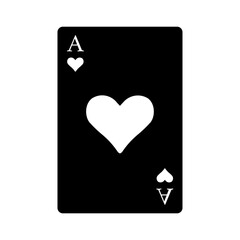 A large ace of heart card in the center. Isolated black symbol
