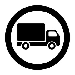 A large truck traffic sign in the center. Isolated black symbol