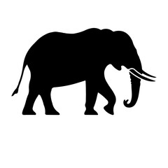 A large elephant symbol in the center. Isolated black symbol