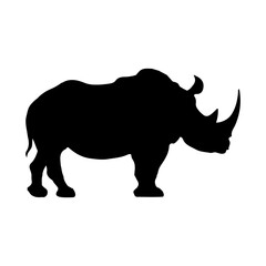 A large rhino symbol in the center. Isolated black symbol