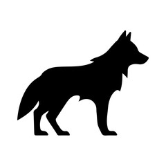 A large wolf symbol in the center. Isolated black symbol