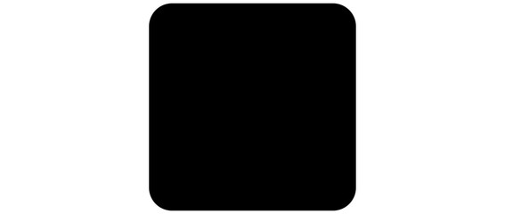A large rounded square symbol in the center. Isolated black symbol. Vector illustration on white background