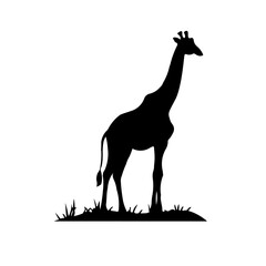 A large giraffe symbol in the center. Isolated black symbol. Vector illustration on white background