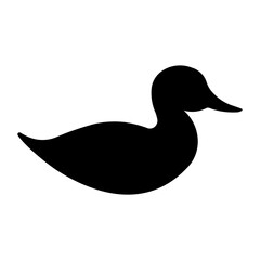 A large duck symbol in the center. Isolated black symbol. Illustration on transparent background