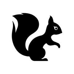 A large squirrel symbol in the center. Isolated black symbol. Illustration on transparent background