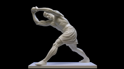 Myron Discobolus sculpture. The discobolus thrower statue in the side view. A part of the ancient Olymp games