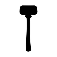 A large mallet symbol in the center. Isolated black symbol. Illustration on transparent background