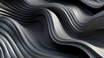 Abstract background of dark gray wavy lines, fantastic wallpaper. Neural network generated image. Not based on any actual person or scene.