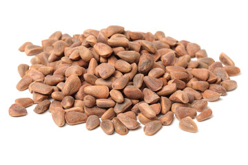  Pine nuts with branches and cones isolated on white