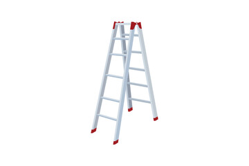 Aluminum folding ladder isolated on white background. stair design for domestic and construction needs. ladder symbol - obrazy, fototapety, plakaty
