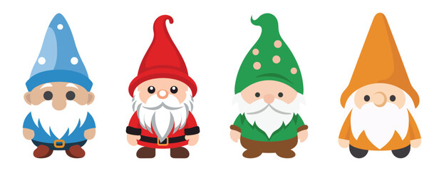 Set of Cute Gnome Vector Illustration