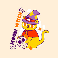 Meow witch illustration