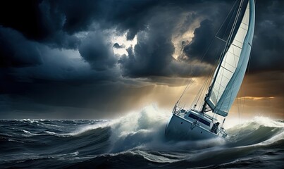 Photo of a sailboat sailing on a vast open sea