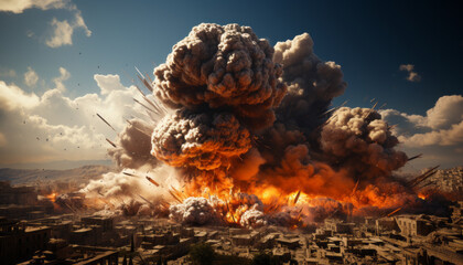 High-res photorealistic  bomb explosion.