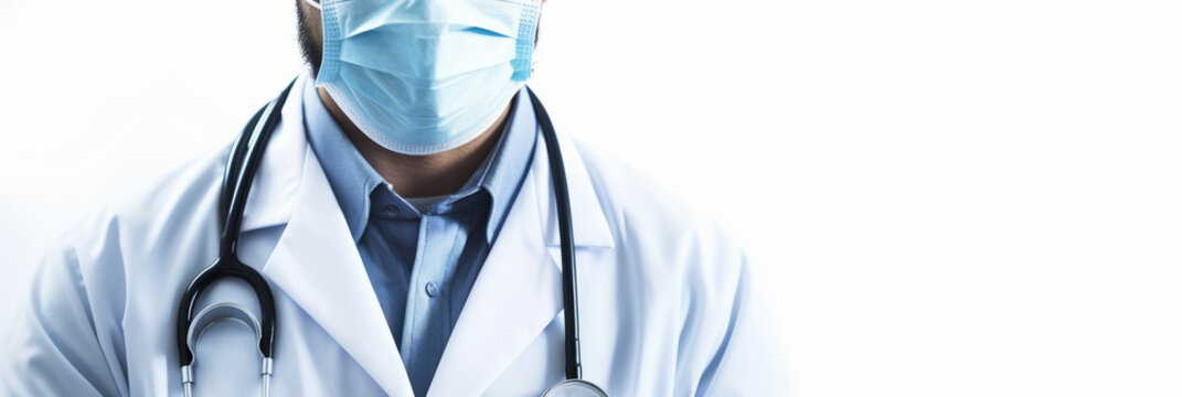 close up photo of doctor working in a hospital, stock photo, white background