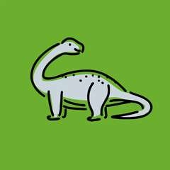 ゆるい恐竜の線画のイラスト