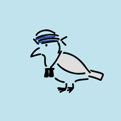 ゆるいかもめの線画のイラスト