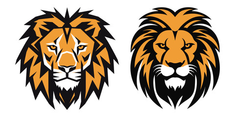 Set of Lion Face Vector Clipart Illustration