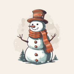 Snowman on white background