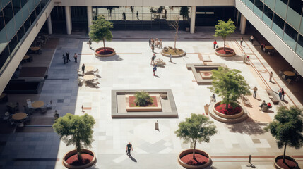 Top view of shopping mall open space