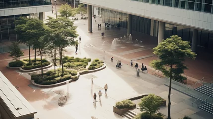 Garden poster Cappuccino Top view of shopping mall open space