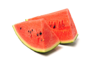 watermelon and slice isolated on white