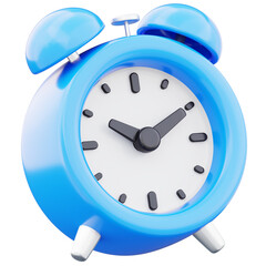 Retro alarm clock 3d icon. Time symbol isolated on transparent background