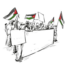 Drawing of people protest for Palestine