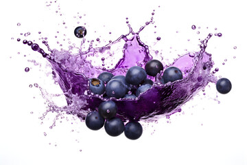 juice splash with acai berries isolated on white background